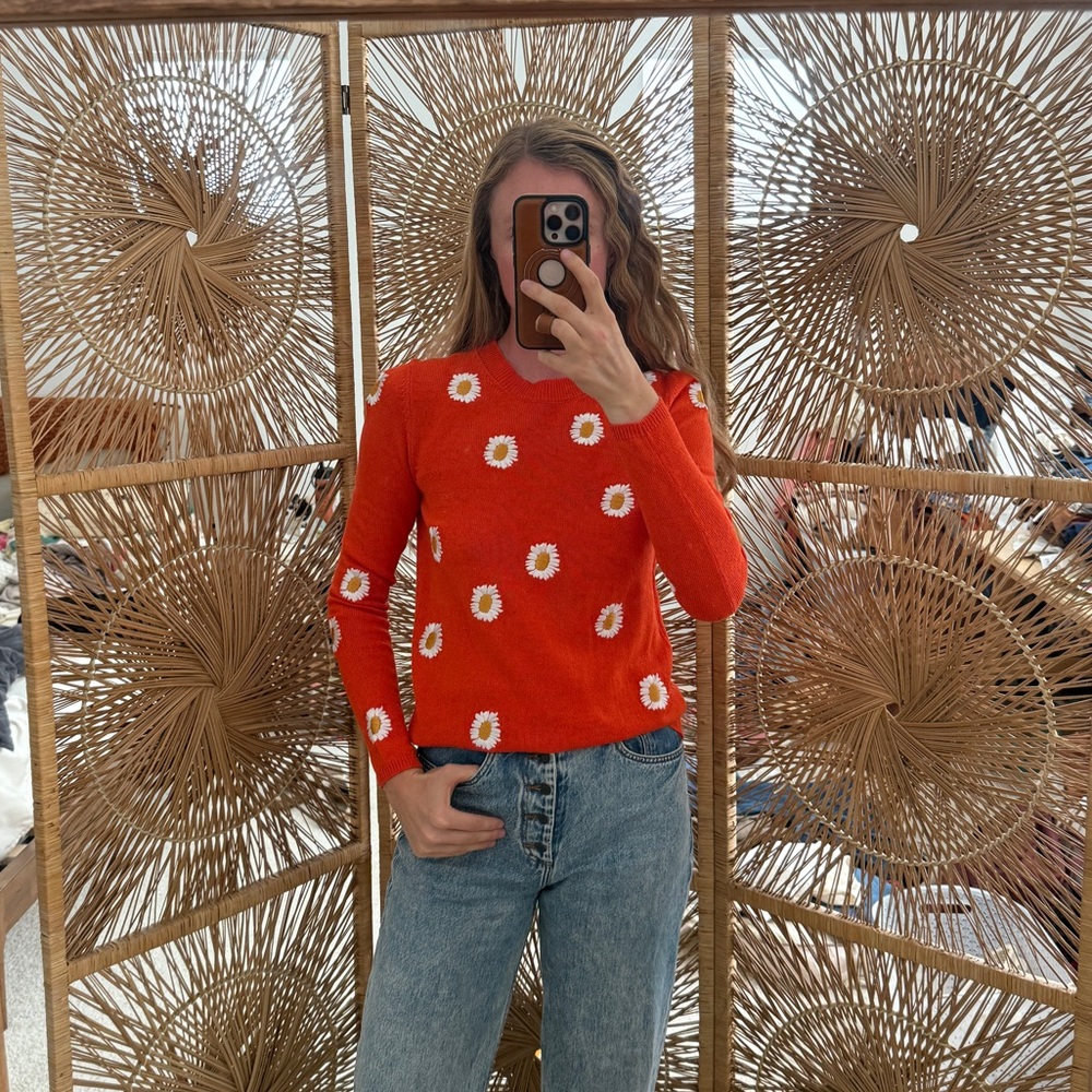 Mansur Gavriel Coral Orange Daisy Sweater XS - Picture 7 of 7
